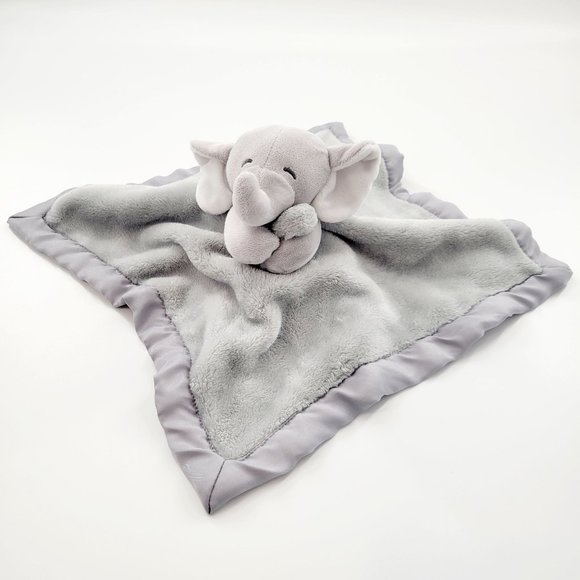 Carter's Gray Elephant Lovey Baby Security Blanket Plush Satin Edge 14" x 14" - Picture 1 of 12